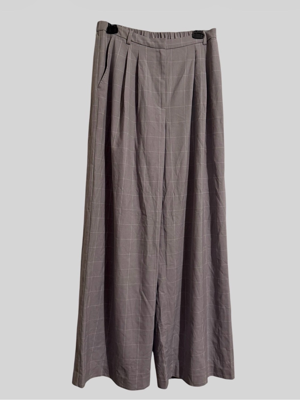 Nordstrom Wide-Leg Windowpane Pants - Gray